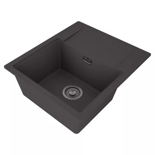 HD Onyx Antracit 58 egymedencés mosogatótálca, csepegtetőtálcával, matt antracit színben