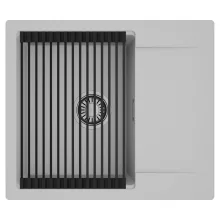 HD Onyx Grey 58 egymedencés mosogatótálca szett, matt fekete csepegtetőráccsal, csepegtetőtálcával, alpesi szürke színben