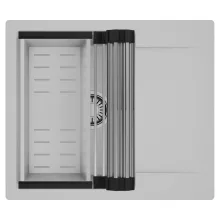 HD Onyx Grey 58 egymedencés mosogatótálca szett, acél csepegtetőráccsal és kosárral, csepegtetőtálcával, alpesi szürke színben