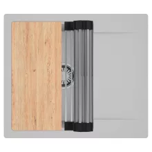 HD Onyx Grey 58 egymedencés gránit mosogatótálca szett, csepegtetőtálcával, vágódeszkával, acél csepegtetőráccsal, alpesi szürke színben