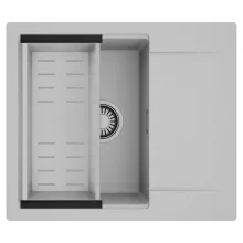 HD Onyx Grey 58 egymedencés mosogatótálca szett, acél csepegtetőkosárral, csepegtetőtálcával, alpesi szürke színben