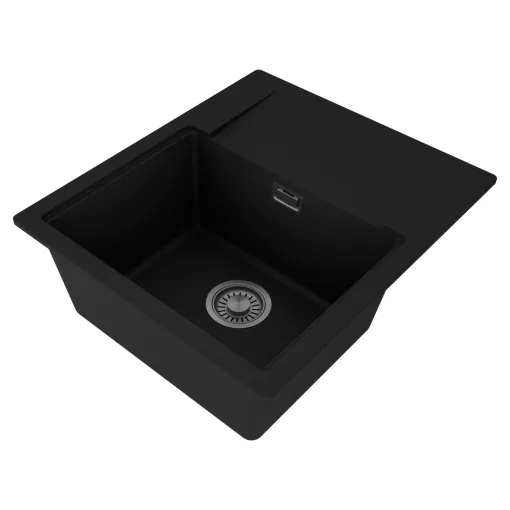 HD Onyx Black 58 egymedencés mosogatótálca, csepegtetőtálcával, matt fekete színben