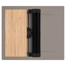 HD Onyx Tortora 58 egymedencés gránit mosogatótálca szett, csepegtetőtálcával, vágódeszkával, matt fekete csepegtetőráccsal, tortora színben, matt fekete leeresztő szifonnal