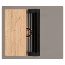 HD Onyx Tortora 58 egymedencés gránit mosogatótálca szett, csepegtetőtálcával, vágódeszkával, matt fekete csepegtetőráccsal, tortora színben, szálcsiszolt réz leeresztő szifonnal