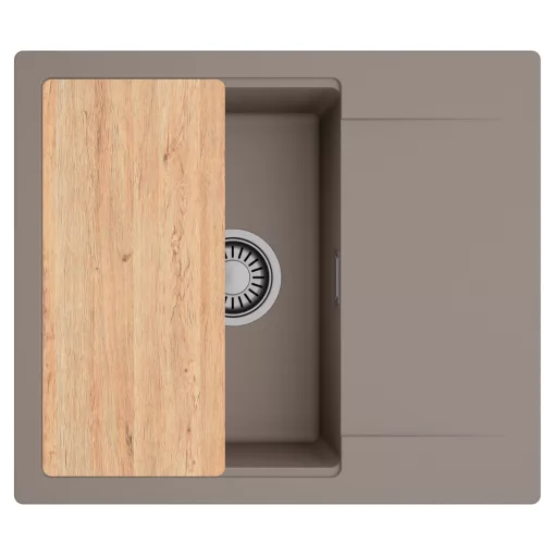HD Onyx Tortora 58 egymedencés gránit mosogatótálca, vágódeszkával, tortora színben