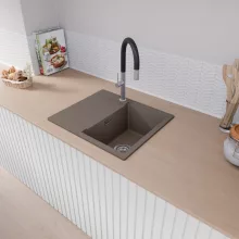 HD Onyx Tortora 58 egymedencés gránit mosogatótálca, vágódeszkával, tortora színben