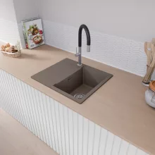 HD Onyx Tortora 58 egymedencés mosogatótálca, csepegtetőtálcával, tortora színben