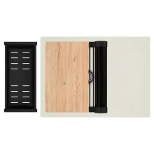 HD Onyx White 68-XL egymedencés gránit mosogatótálca szett, vágódeszkával, csepegtetőtálcával, vágódeszkával, matt fekete csepegtetőráccsal és kosárral, tört fehér színben