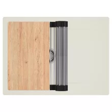 HD Onyx White 68-XL egymedencés gránit mosogatótálca szett, vágódeszkával, csepegtetőtálcával, vágódeszkával, acél csepegtetőráccsal, tört fehér színben