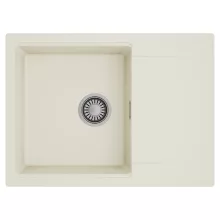 HD Onyx White 68-XL egymedencés mosogatótálca, csepegtetőtálcával, tört fehér színben