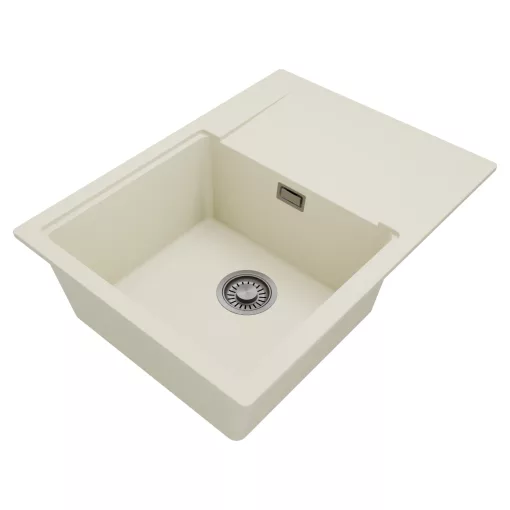 HD Onyx White 68-XL egymedencés mosogatótálca, csepegtetőtálcával, tört fehér színben