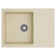 HD Onyx Beige 68-XL egymedencés mosogatótálca, csepegtetőtálcával, soft bézs színben, szálcsiszolt króm leeresztő szifonnal