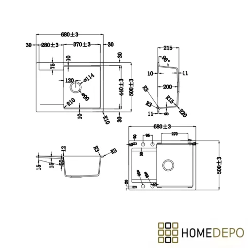 HD Onyx Beige 68-XL egymedencés gránit mosogatótálca szett, csepegtetőtálcával, vágódeszkával, acél csepegtetőráccsal és kosárral, soft bézs színben