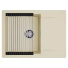 HD Onyx Beige 68-XL egymedencés mosogatótálca szett, acél csepegtetőráccsal, csepegtetőtálcával, soft bézs színben