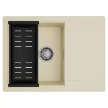 HD Onyx Beige 68-XL egymedencés mosogatótálca szett, matt fekete csepegtetőkosárral, csepegtetőtálcával, soft bézs színben