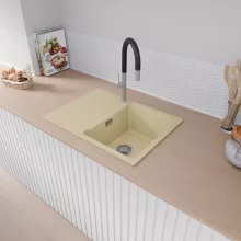 HD Onyx Beige 68-XL egymedencés mosogatótálca, csepegtetőtálcával, soft bézs színben