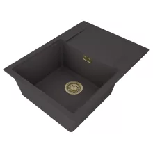 HD Onyx Antracit 68-XL egymedencés mosogatótálca, csepegtetőtálcával, matt antracit színben, szálcsiszolt arany leeresztő szifonnal