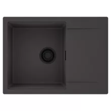 HD Onyx Antracit 68-XL egymedencés mosogatótálca, csepegtetőtálcával, matt antracit színben, matt fekete leeresztő szifonnal