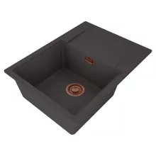 HD Onyx Antracit 68-XL egymedencés gránit mosogatótálca, vágódeszkával, matt antracit színben, szálcsiszolt réz leeresztő szifonnal