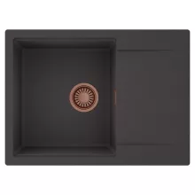 HD Onyx Antracit 68-XL egymedencés mosogatótálca, csepegtetőtálcával, matt antracit színben, szálcsiszolt réz leeresztő szifonnal
