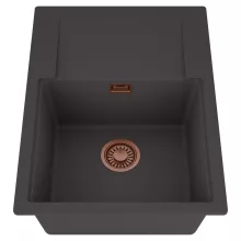 HD Onyx Antracit 68-XL egymedencés mosogatótálca, csepegtetőtálcával, matt antracit színben, szálcsiszolt réz leeresztő szifonnal