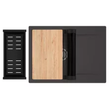 HD Onyx Antracit 68-XL egymedencés gránit mosogatótálca szett, csepegtetőtálcával, vágódeszkával, matt fekete csepegtetőráccsal és kosárral, matt antracit színben