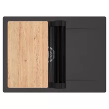 HD Onyx Antracit 68-XL egymedencés gránit mosogatótálca szett, csepegtetőtálcával, vágódeszkával, matt fekete csepegtetőráccsal, matt antracit színben