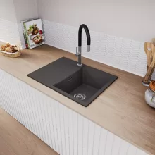 HD Onyx Antracit 68-XL egymedencés gránit mosogatótálca, vágódeszkával, matt antracit színben