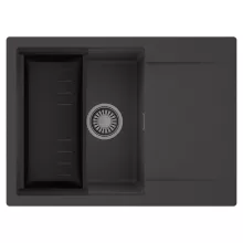 HD Onyx Antracit 68-XL egymedencés mosogatótálca szett, matt fekete csepegtetőkosárral, csepegtetőtálcával, matt antracit színben