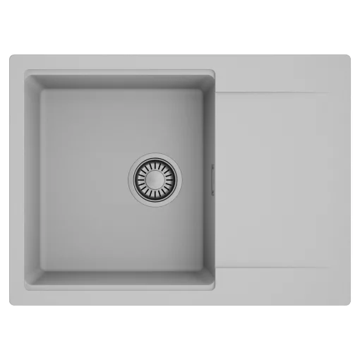 HD Onyx Grey 68-XL egymedencés mosogatótálca, csepegtetőtálcával, alpesi szürke színben, szálcsiszolt króm leeresztő szifonnal