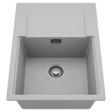 HD Onyx Grey 68-XL egymedencés mosogatótálca, csepegtetőtálcával, alpesi szürke színben, szálcsiszolt króm leeresztő szifonnal