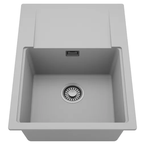 HD Onyx Grey 68-XL egymedencés mosogatótálca, csepegtetőtálcával, alpesi szürke színben, szálcsiszolt króm leeresztő szifonnal