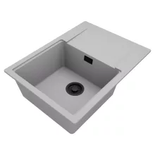 HD Onyx Grey 68-XL egymedencés mosogatótálca, csepegtetőtálcával, alpesi szürke színben, matt fekete leeresztő szifonnal