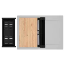 HD Onyx Grey 68-XL egymedencés gránit mosogatótálca szett, csepegtetőtálcával, vágódeszkával, matt fekete csepegtetőráccsal és kosárral, alpesi szürke színben