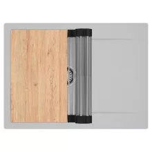 HD Onyx Grey 68-XL egymedencés gránit mosogatótálca szett, csepegtetőtálcával, vágódeszkával, acél csepegtetőráccsal, alpesi szürke színben