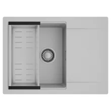 HD Onyx Grey 68-XL egymedencés mosogatótálca szett, acél csepegtetőkosárral, csepegtetőtálcával, alpesi szürke színben