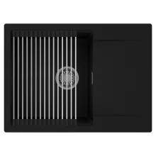 HD Onyx Black 68-XL egymedencés mosogatótálca szett, acél csepegtetőráccsal, csepegtetőtálcával, matt fekete színben