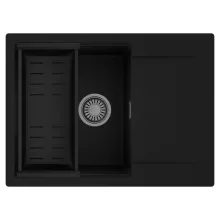 HD Onyx Black 68-XL egymedencés mosogatótálca szett, matt fekete csepegtetőkosárral, csepegtetőtálcával, matt fekete színben