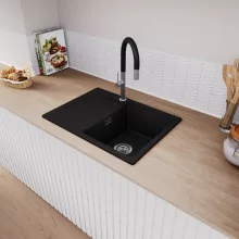 HD Onyx Black 68-XL egymedencés mosogatótálca, csepegtetőtálcával, matt fekete színben