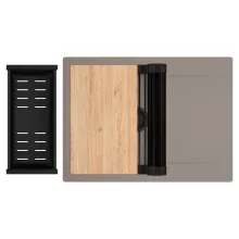 HD Onyx Tortora 68-XL egymedencés gránit mosogatótálca szett, csepegtetőtálcával, vágódeszkával, matt fekete csepegtetőráccsal és kosárral, tortora színben, matt fekete leeresztő szifonnal