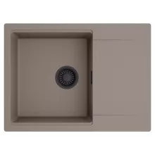 HD Onyx Tortora 68-XL egymedencés mosogatótálca, csepegtetőtálcával, tortora színben, matt fekete leeresztő szifonnal