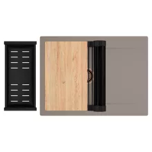 HD Onyx Tortora 68-XL egymedencés gránit mosogatótálca szett, csepegtetőtálcával, vágódeszkával, matt fekete csepegtetőráccsal és kosárral, tortora színben, szálcsiszolt réz leeresztő szifonnal