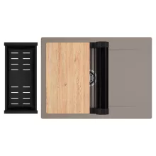 HD Onyx Tortora 68-XL egymedencés gránit mosogatótálca szett, csepegtetőtálcával, vágódeszkával, matt fekete csepegtetőráccsal és kosárral, tortora színben