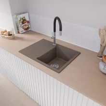 HD Onyx Tortora 68-XL egymedencés mosogatótálca, csepegtetőtálcával, tortora színben