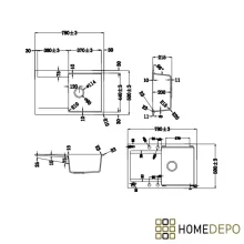HD Onyx White 78 egymedencés mosogatótálca szett, acél csepegtetőráccsal és kosárral, csepegtetőtálcával, tört fehér színben, szálcsiszolt arany leeresztő szifonnal