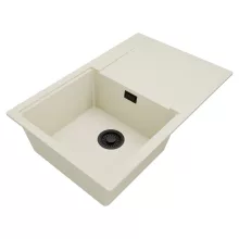 HD Onyx White 78 egymedencés mosogatótálca, csepegtetőtálcával, tört fehér színben, matt fekete leeresztő szifonnal