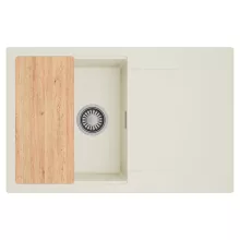 HD Onyx White 78 egymedencés gránit mosogatótálca, vágódeszkával, vágódeszkával, tört fehér színben