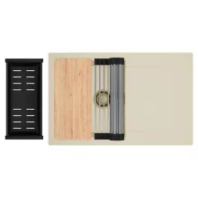 HD Onyx Beige 78 egymedencés gránit mosogatótálca szett, csepegtetőtálcával, vágódeszkával, acél csepegtetőráccsal és matt fekete kosárral, soft bézs színben, szálcsiszolt arany leeresztő szifonnal