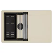 HD Onyx Beige 78 egymedencés mosogatótálca szett, acél csepegtetőráccsal és matt fekete kosárral, csepegtetőtálcával, soft bézs színben, matt fekete leeresztő szifonnal