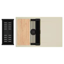 HD Onyx Beige 78 egymedencés gránit mosogatótálca szett, csepegtetőtálcával, vágódeszkával, matt fekete csepegtetőráccsal és kosárral, soft bézs színben, matt fekete leeresztő szifonnal